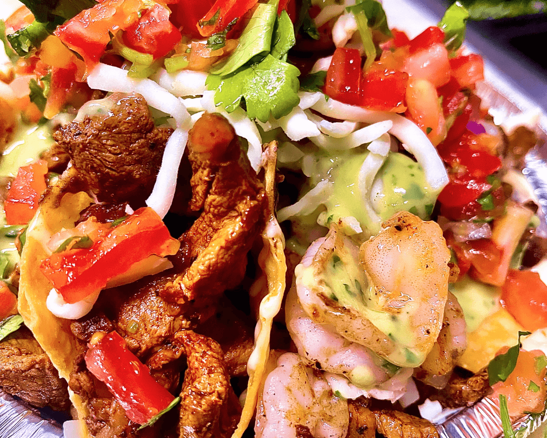 Loaded nachos with choice of meat